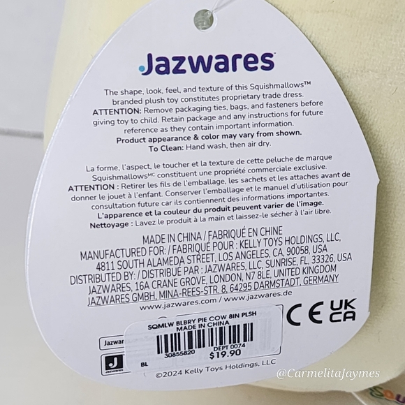 BENITO 🫐🐄 Blueberry Cow Original Squishmallow By Kellytoy NWT - Picture 8 of 8